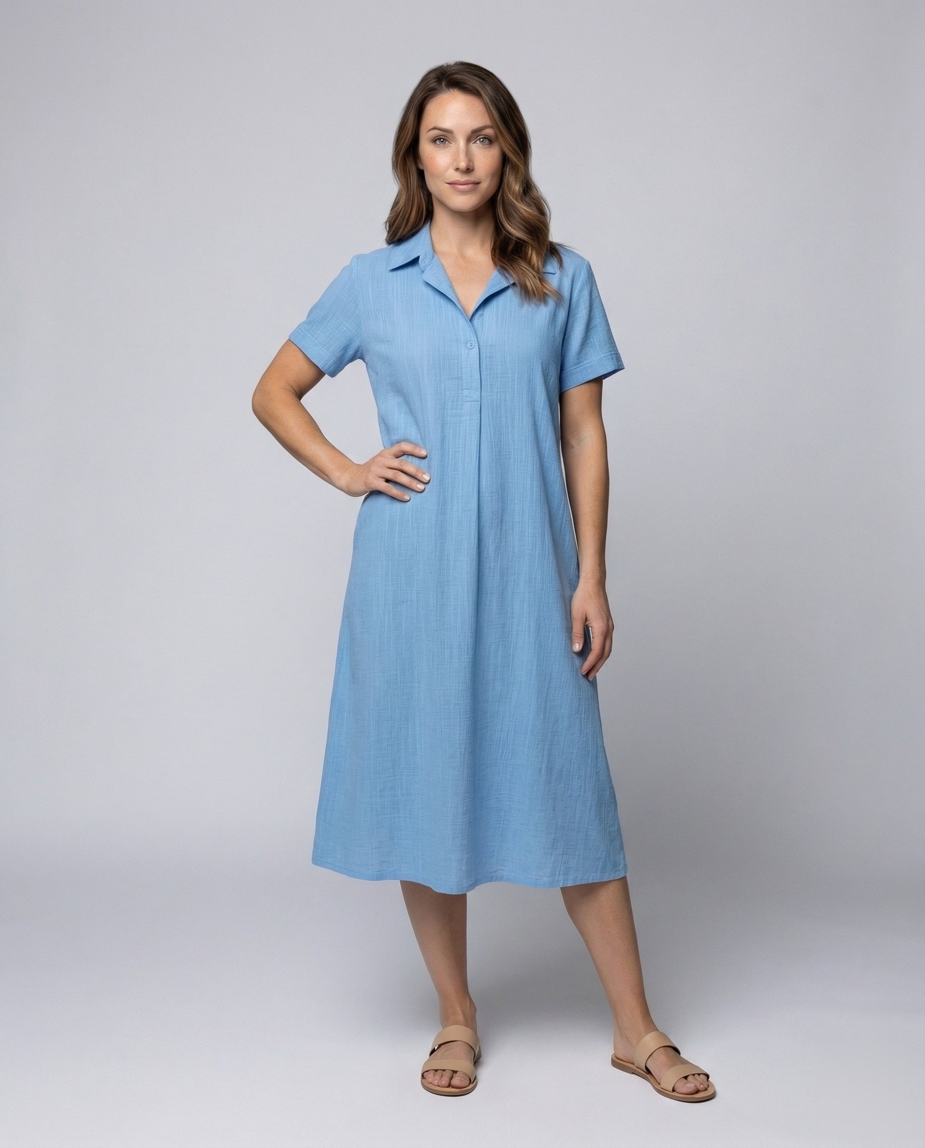 Damen A-Linie Midikleid Hemdbluse Weiteres Design - Norvielle