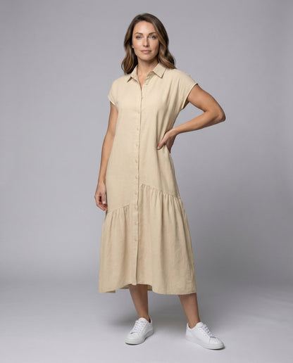 Damen Midikleid Asymmetrische Stufennaht Bluse-Kleid - Norvielle