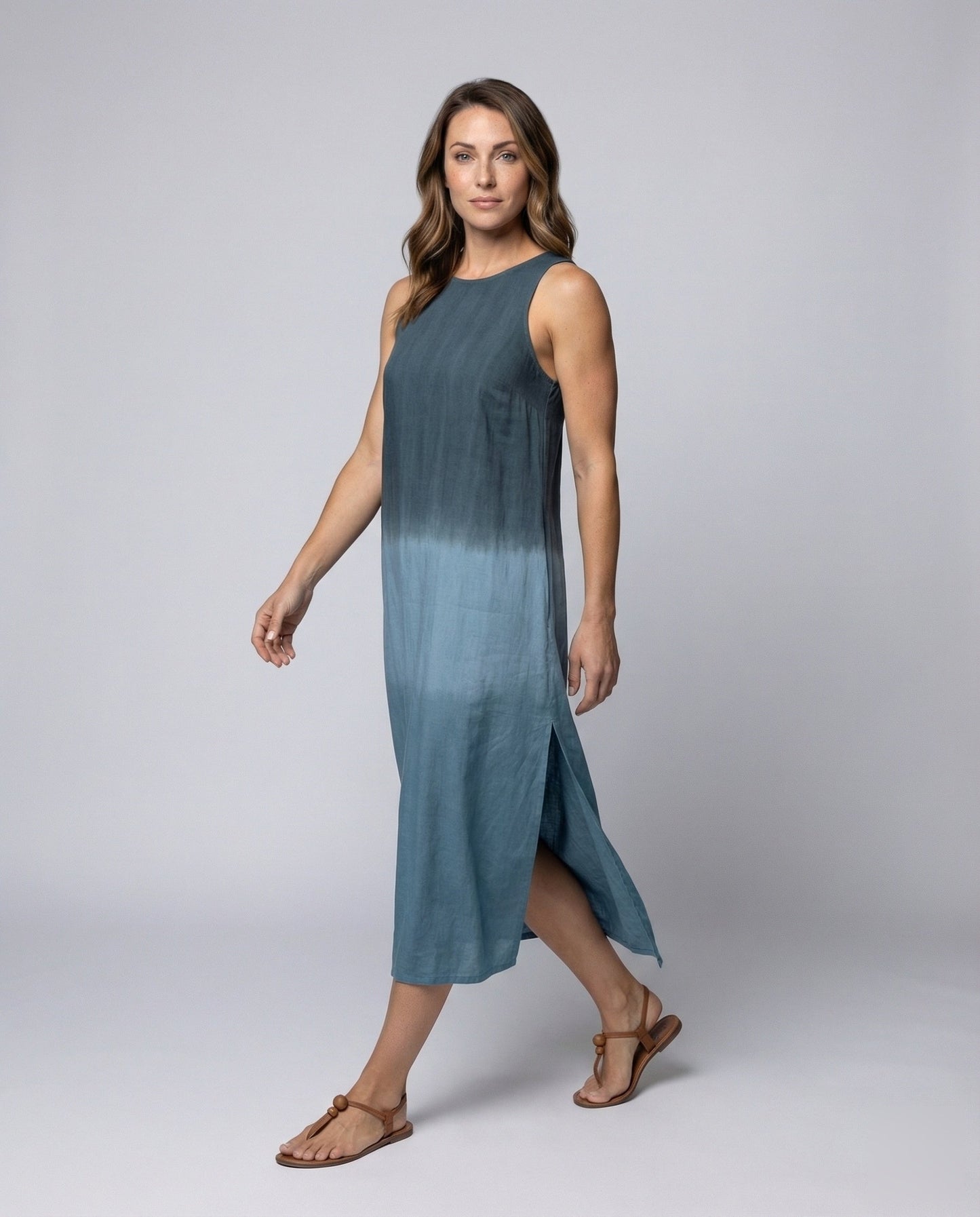 Damen Ärmelloses Maxikleid Mit Seitlichem Schlitz - Norvielle