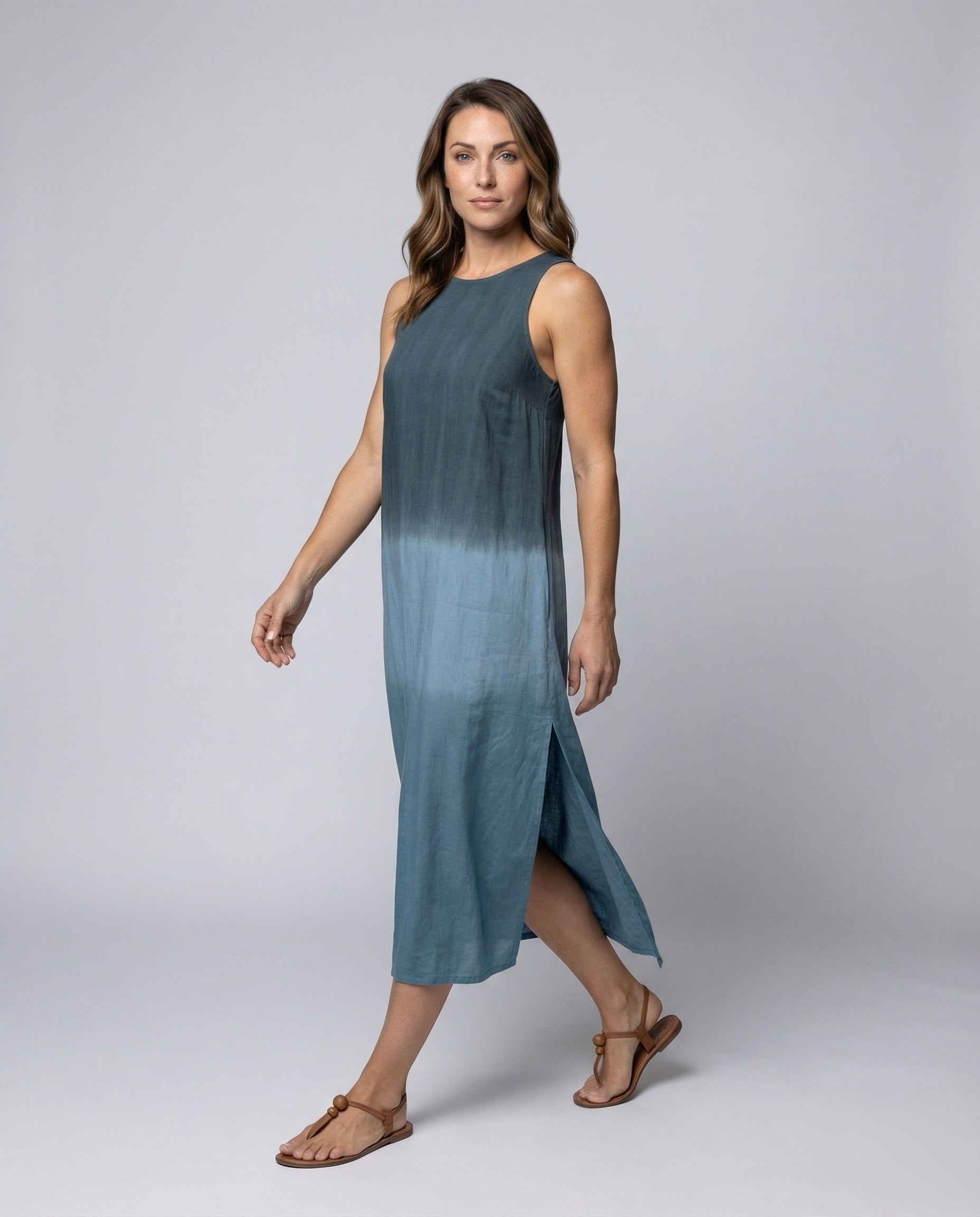 Damen Ärmelloses Maxikleid Mit Seitlichem Schlitz - Norvielle