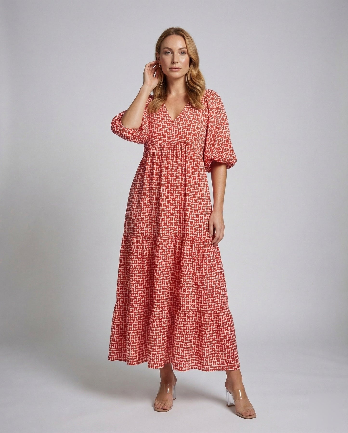 Damen Maxikleid Boho-Stil Ballonärmel - Norvielle