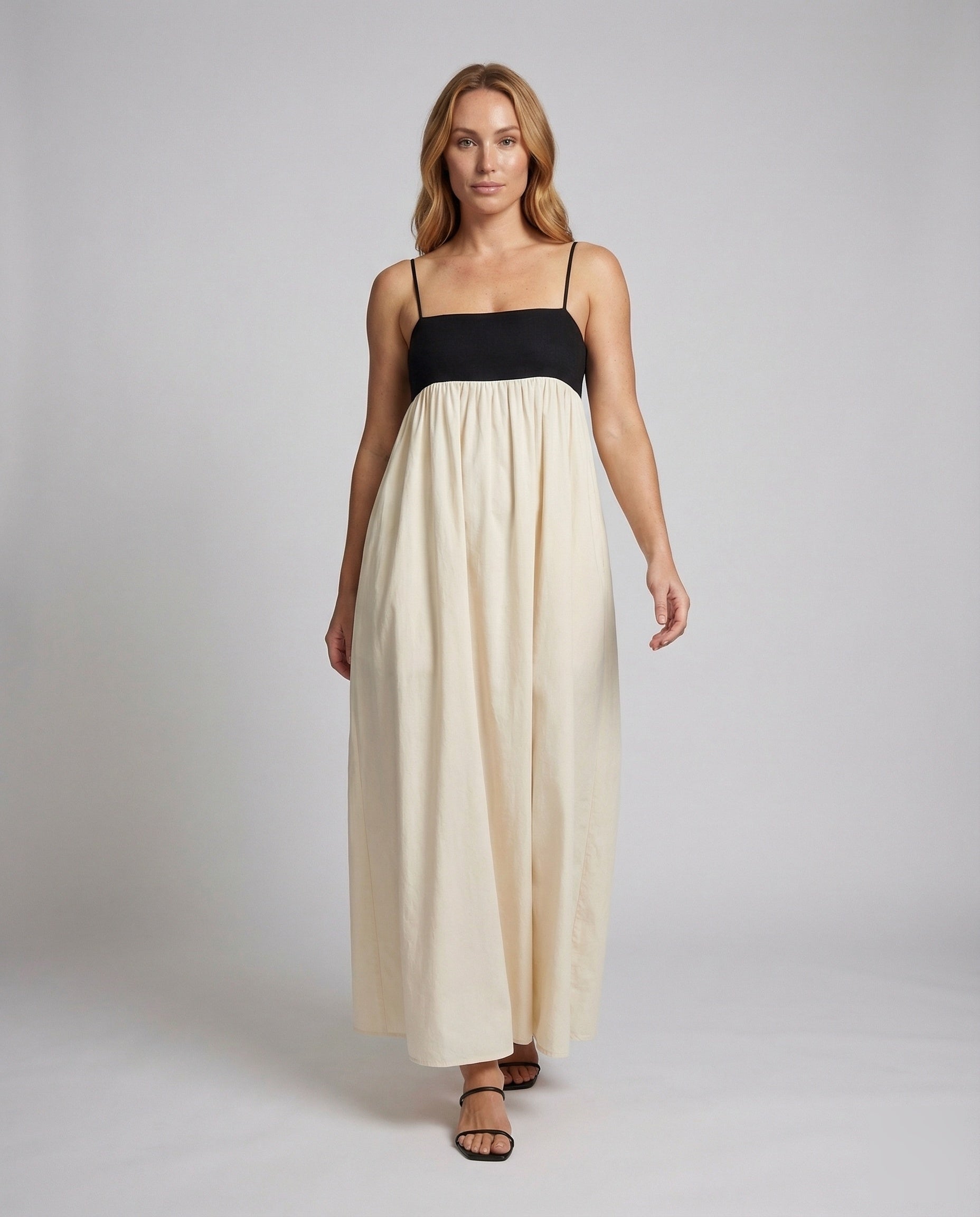 Damen Maxikleid Empire-Schnitt Kontrast-Bustier - Norvielle