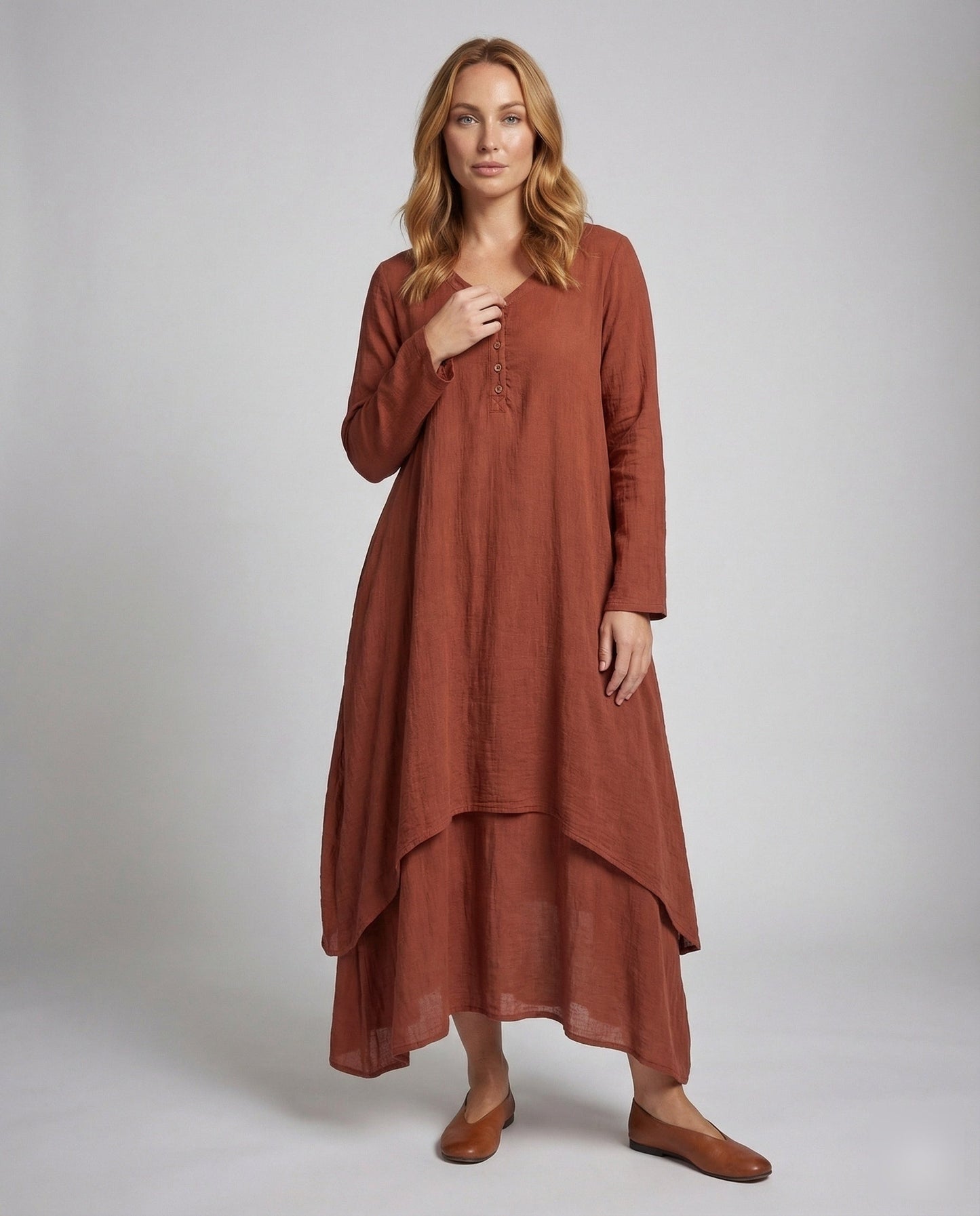 Damen Maxikleid Asymmetrischer Saum - Norvielle