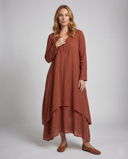 Damen Maxikleid Asymmetrischer Saum - Norvielle