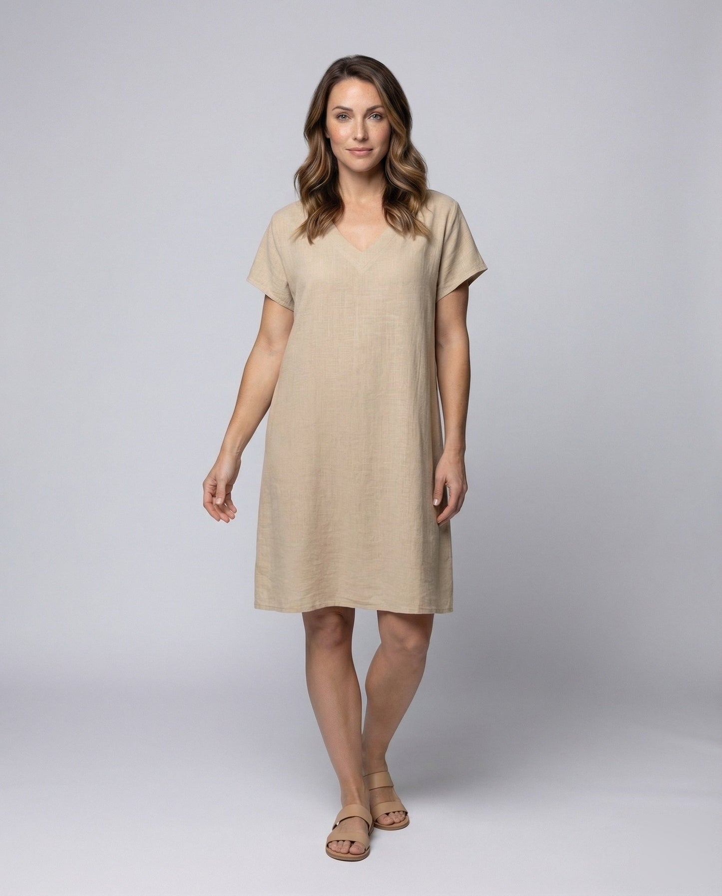 Damen Leinenkleid Mit Kastenform Oberteil - Norvielle