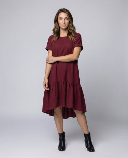 Damen Asymmetrisches Stufenkleid mit Volant-Saum - Norvielle