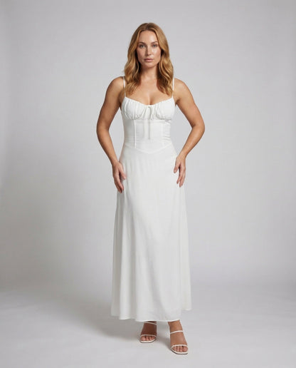 Damen Maxikleid mit Korsett und Satinrock - Norvielle