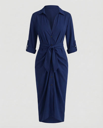 Damen Wickelkleid Mit Bindegürtel