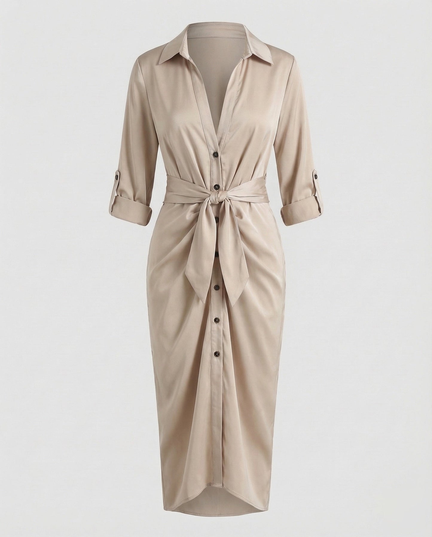 Damen Wickelkleid Mit Bindegürtel