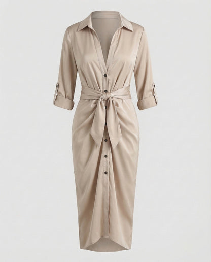 Damen Wickelkleid Mit Bindegürtel