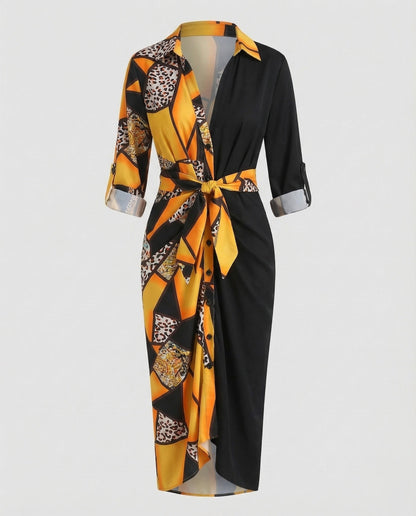Damen Wickelkleid Mit Bindegürtel