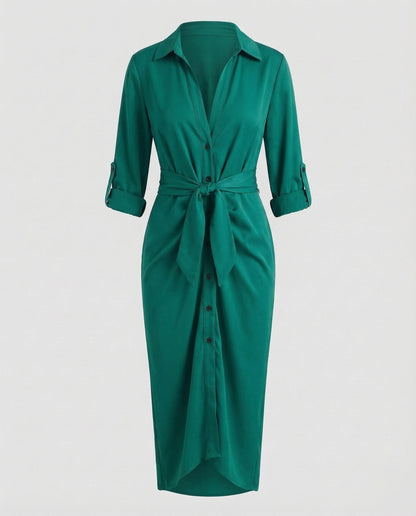 Damen Wickelkleid Mit Bindegürtel
