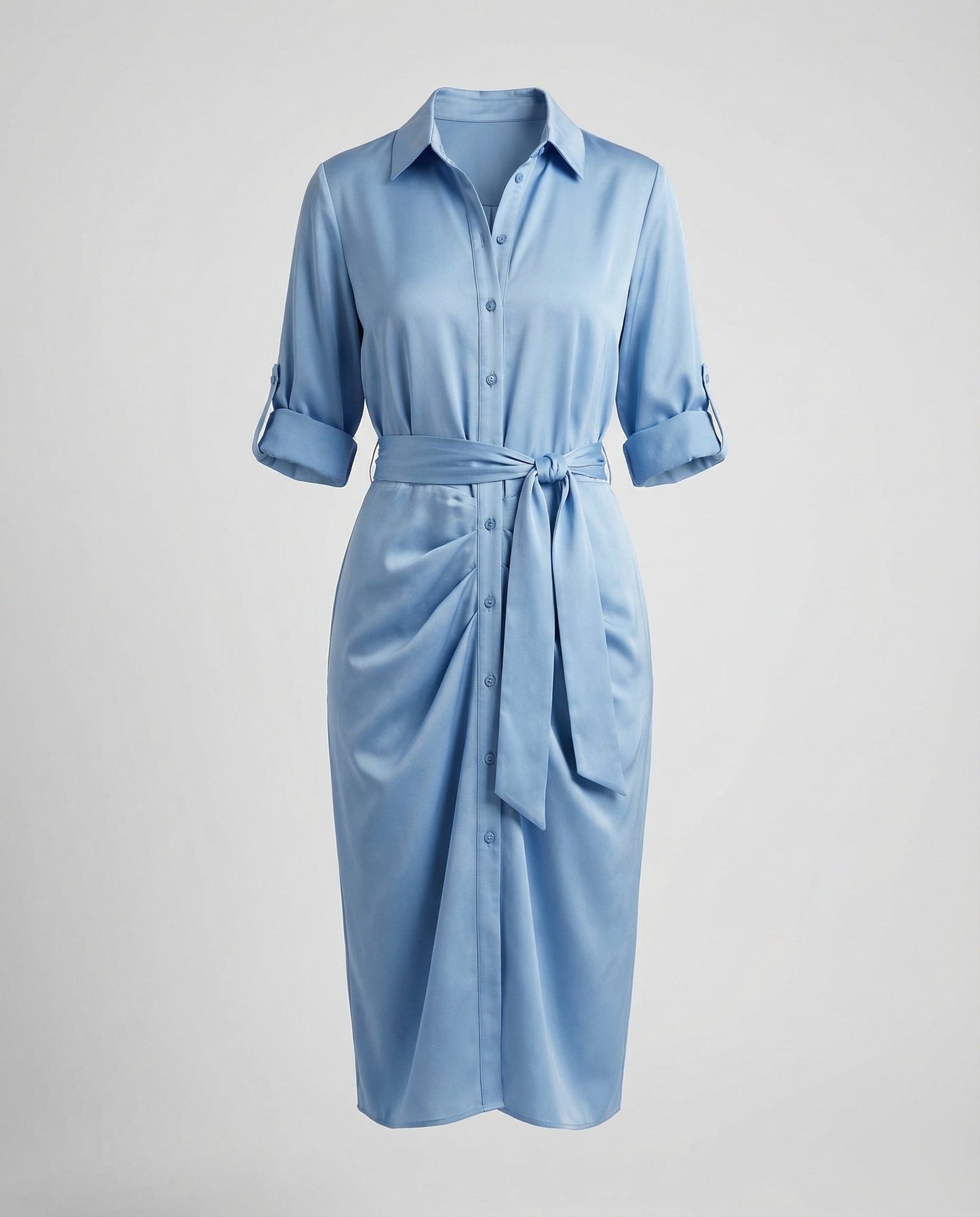Damen Wickelkleid Mit Bindegürtel