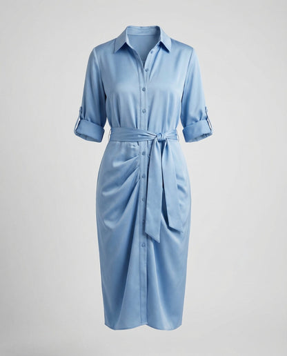 Damen Wickelkleid Mit Bindegürtel