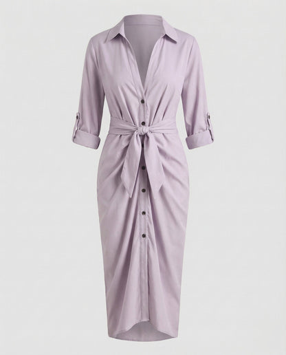 Damen Wickelkleid Mit Bindegürtel