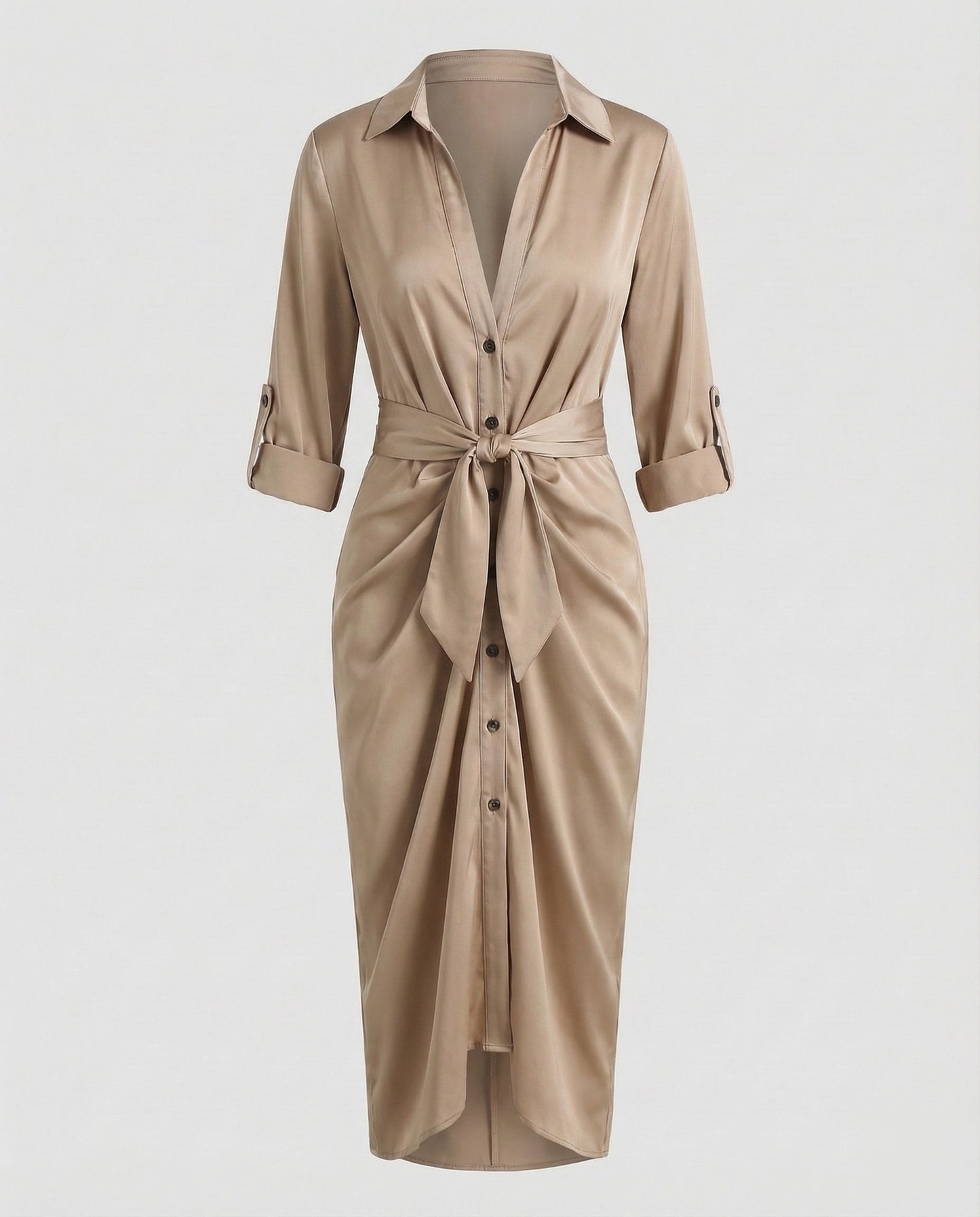 Damen Wickelkleid Mit Bindegürtel