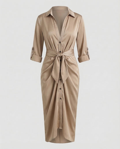 Damen Wickelkleid Mit Bindegürtel