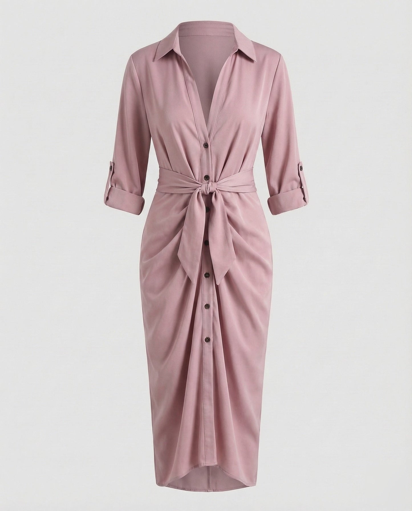 Damen Wickelkleid Mit Bindegürtel
