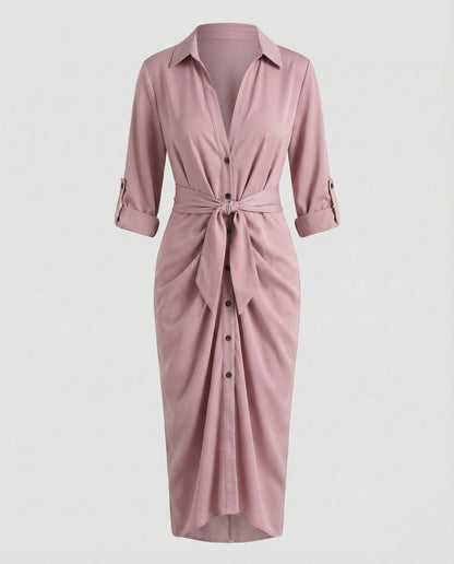 Damen Wickelkleid Mit Bindegürtel