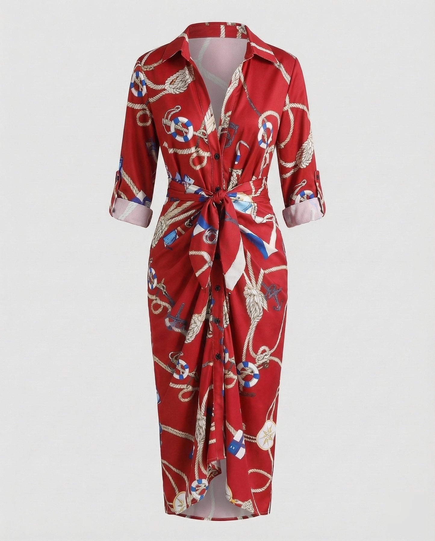 Damen Wickelkleid Mit Bindegürtel