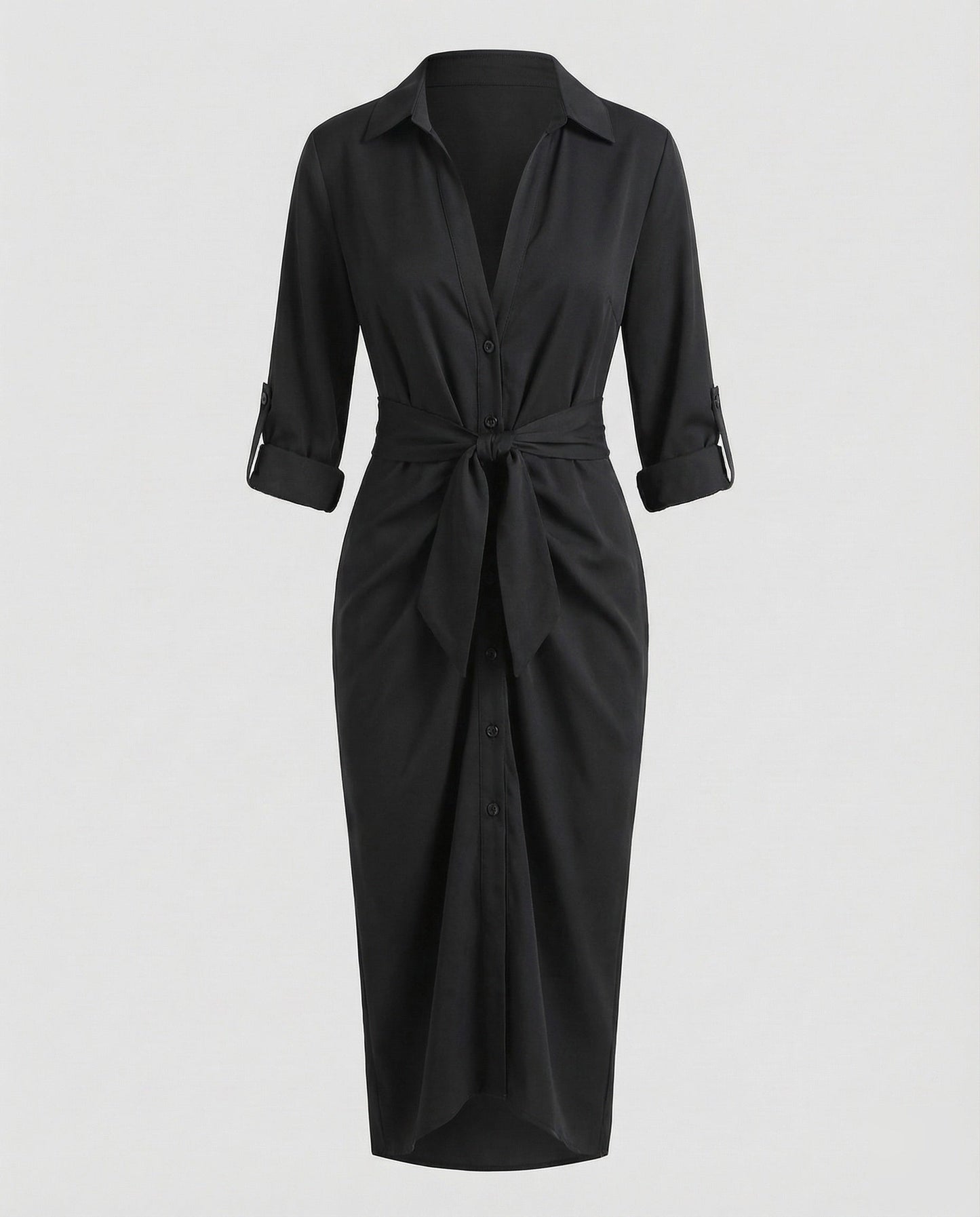 Damen Wickelkleid Mit Bindegürtel