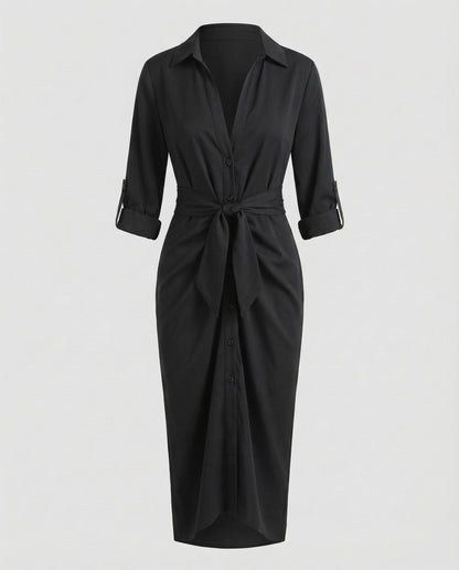 Damen Wickelkleid Mit Bindegürtel