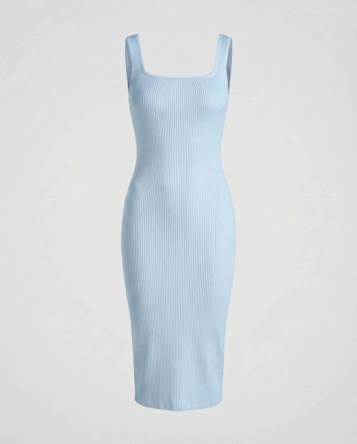 Damen Rippstrick Midikleid Figurformend