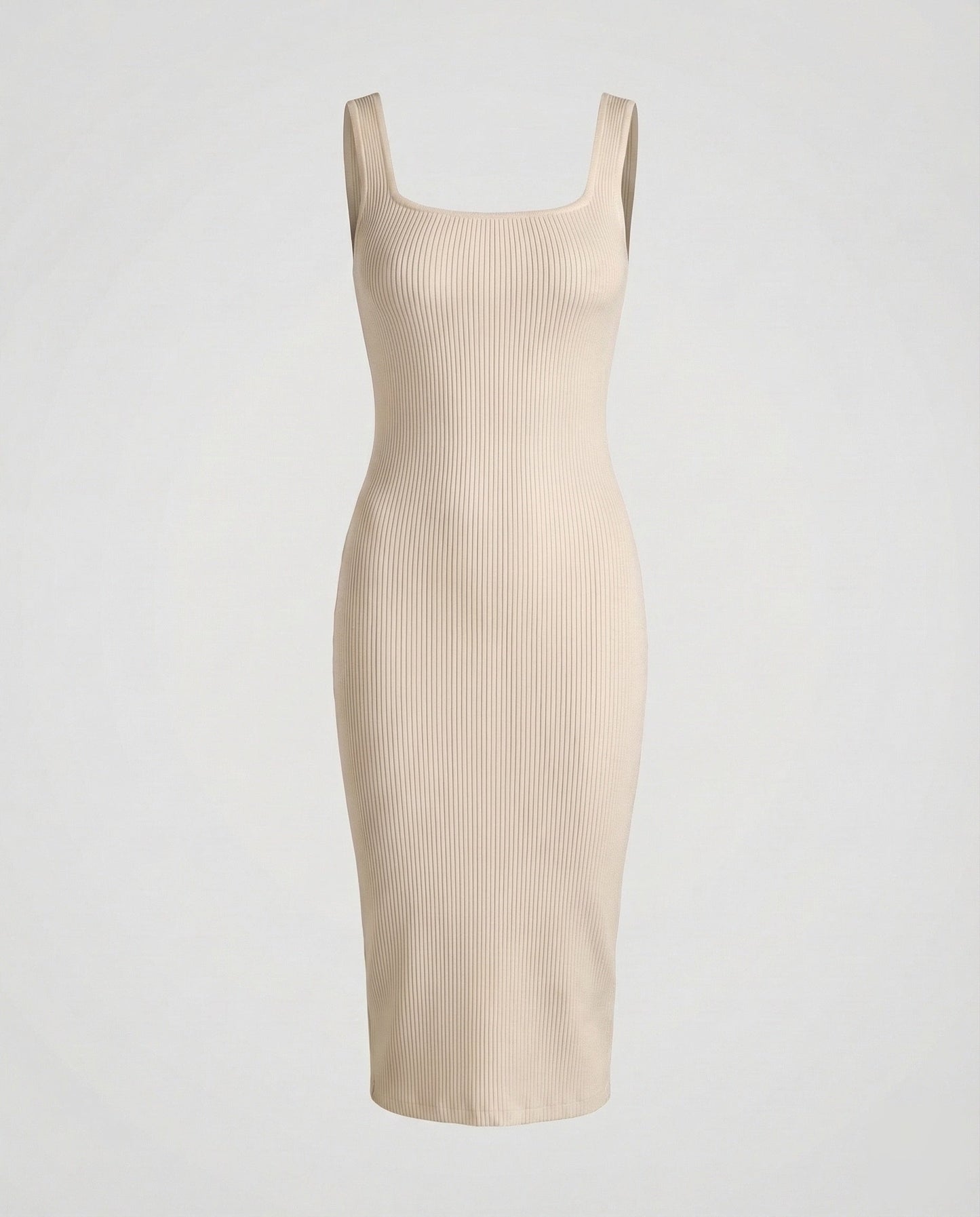 Damen Rippstrick Midikleid Figurformend