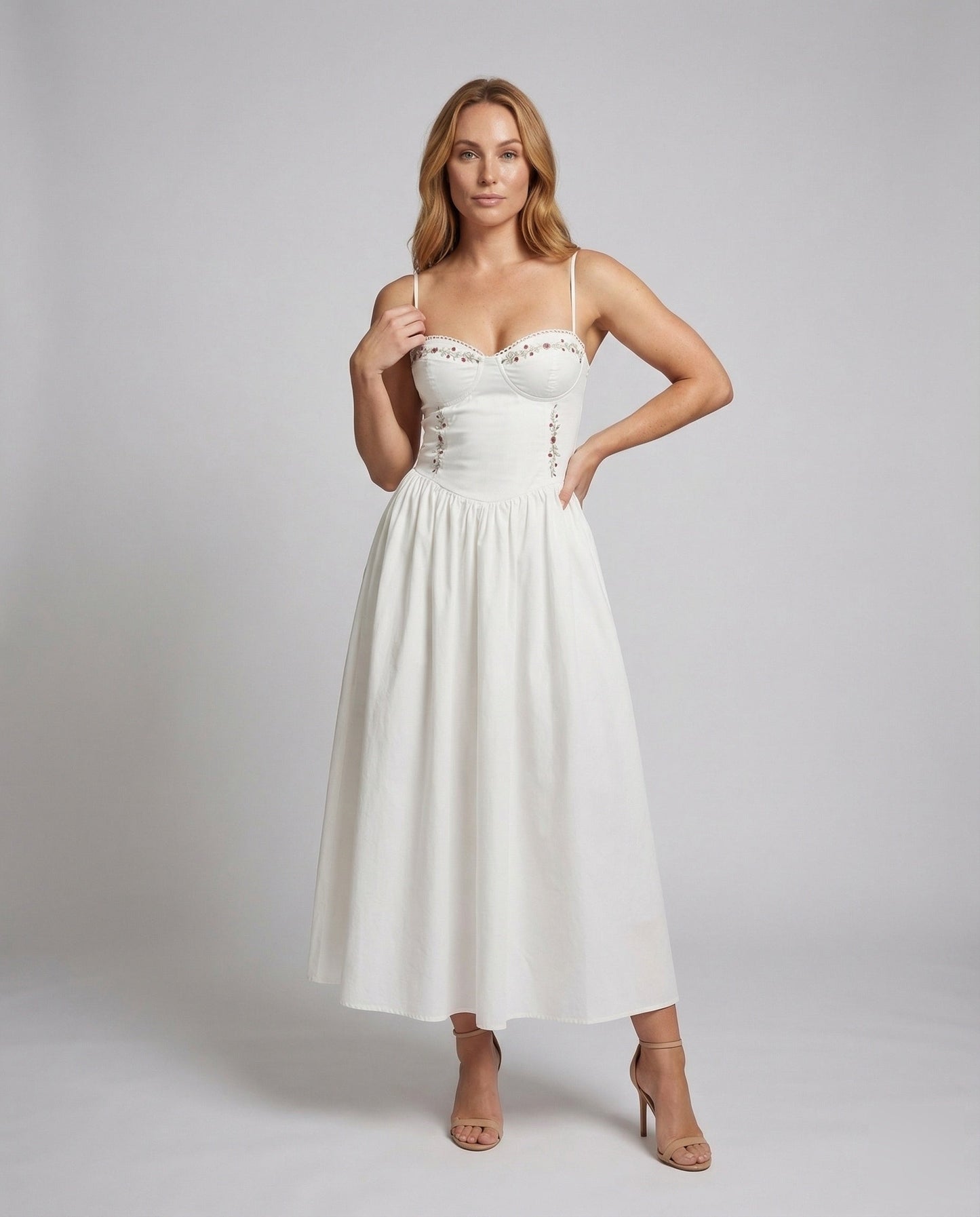 Damen Midikleid Schiffchen-Ausschnitt Tellerrock - Norvielle