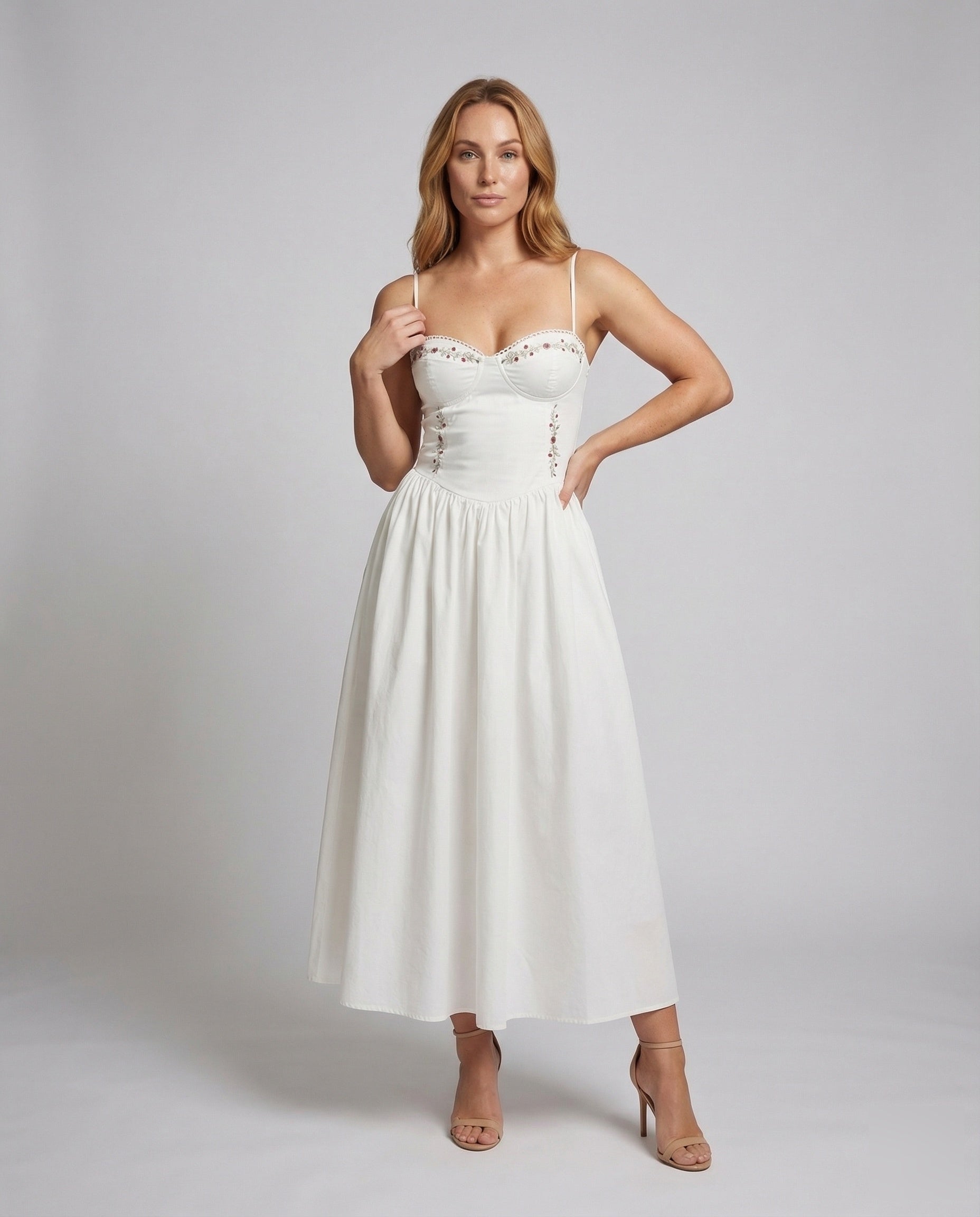 Damen Midikleid Schiffchen-Ausschnitt Tellerrock - Norvielle