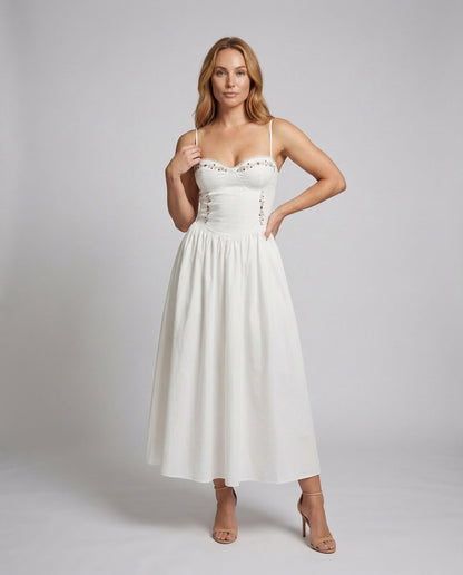 Damen Midikleid Schiffchen-Ausschnitt Tellerrock - Norvielle