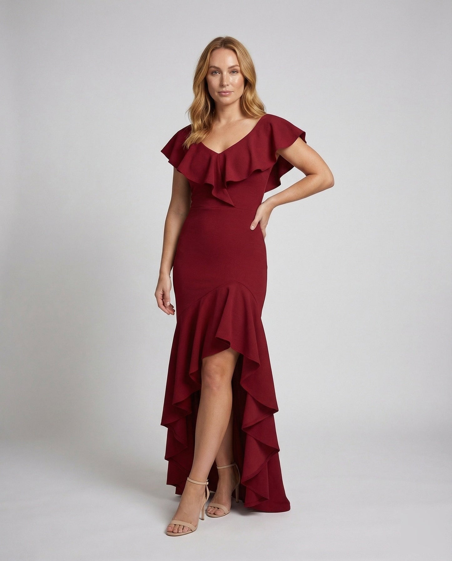 Damen Abendkleid Carmen Mehrlagige Volants - Norvielle
