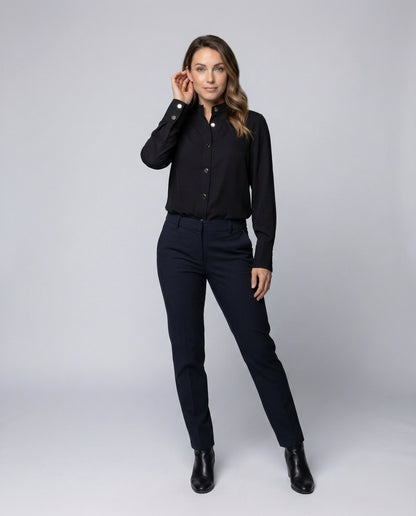 Damen Bluse Seidenähnlich mit Zierknöpfen - Norvielle