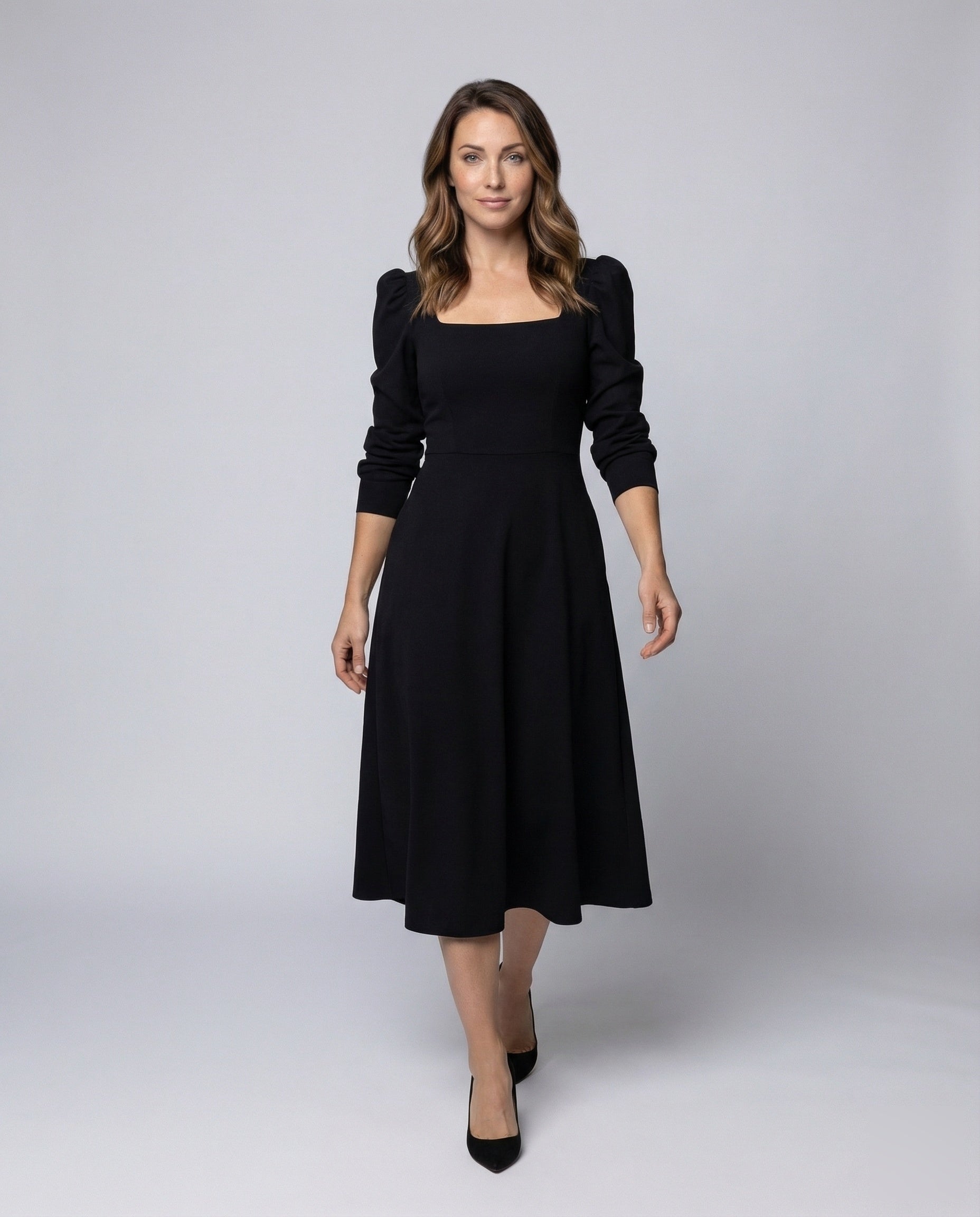 Damen Midikleid Puffärmel Quadratausschnitt - Norvielle