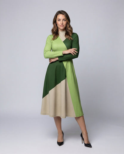 Damen A-Linien Midikleid Rundhalsausschnitt - Norvielle