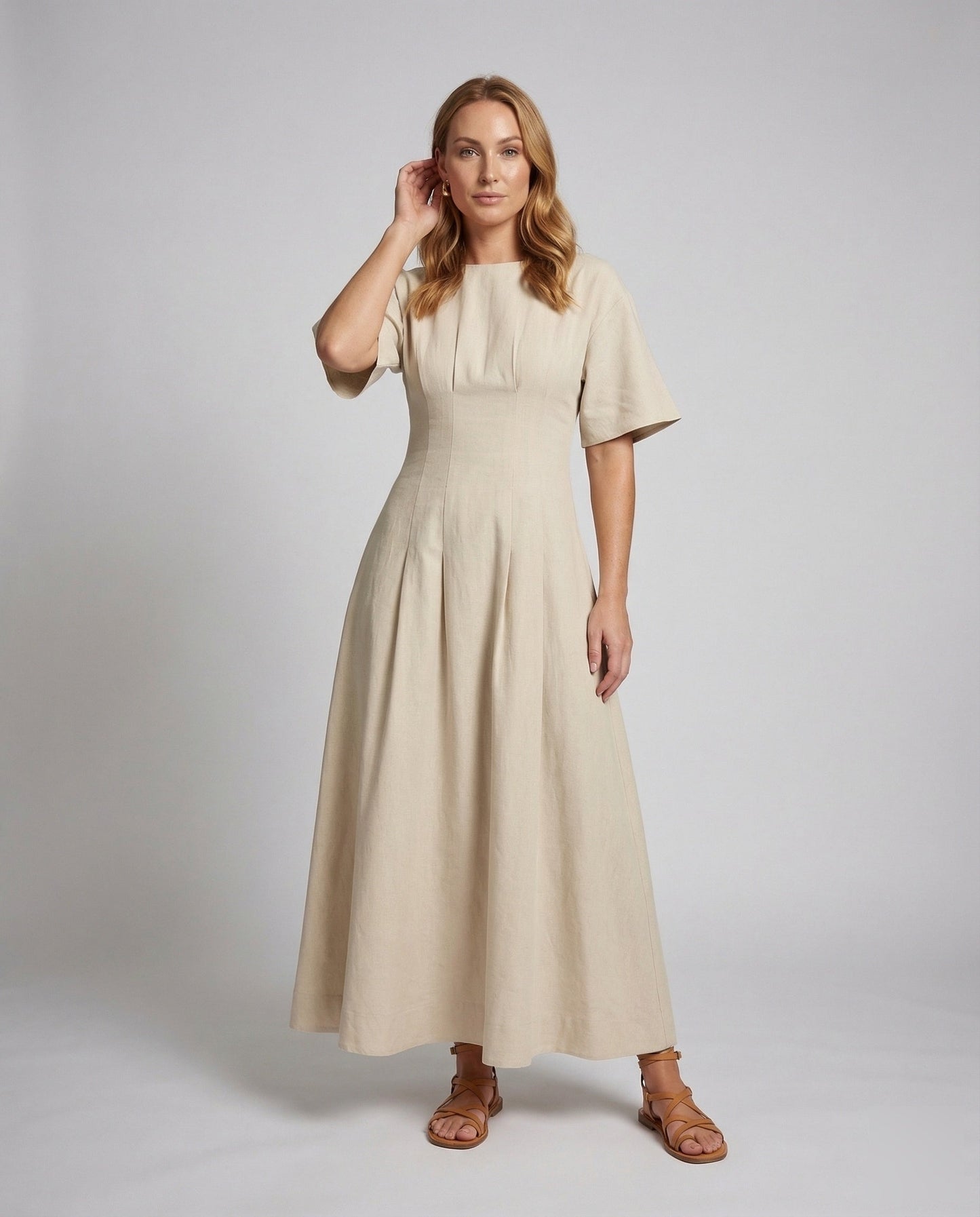 Damen Maxikleid Baumwoll Unterbrustnaht - Norvielle
