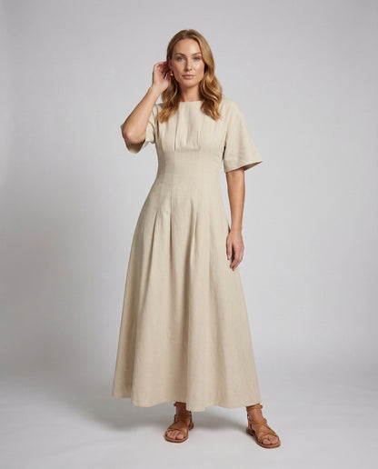 Damen Maxikleid Baumwoll Unterbrustnaht - Norvielle