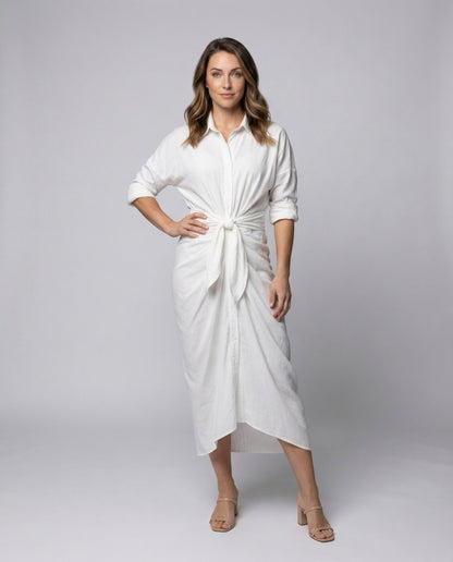 Damen Wickelkleid Knotenfront Tulpenrock Baumwolle - Norvielle