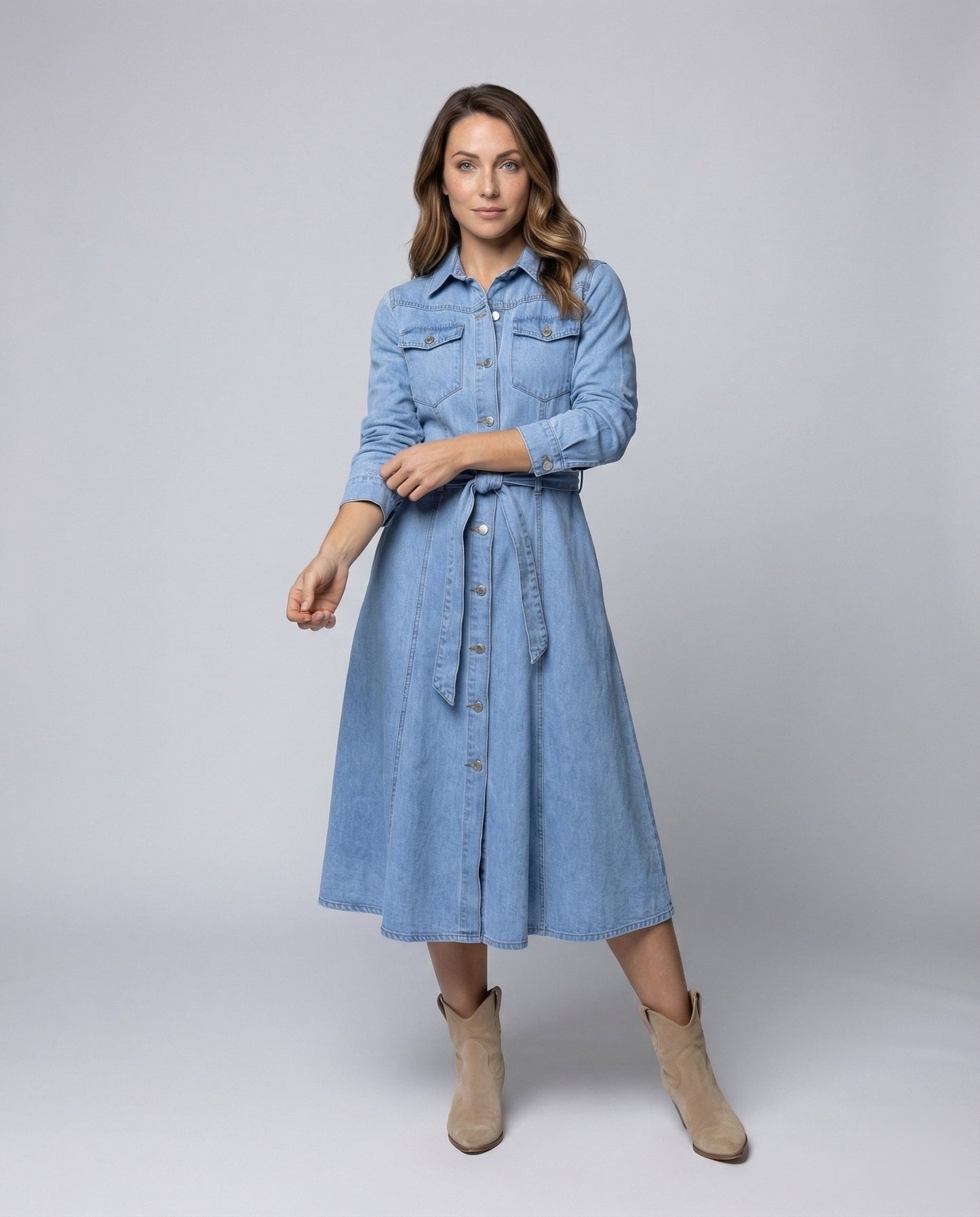 Damen Jeanskleid A-Linie Blau - Norvielle