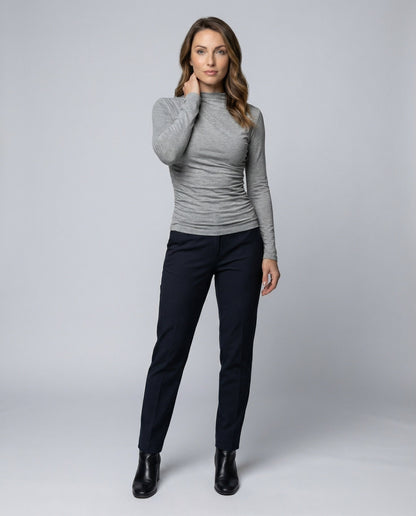 Damen Langarmshirt Asymmetrisch Schwarz - Norvielle