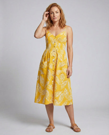 Damen Midikleid Blattmuster Korselett-Passform - Norvielle