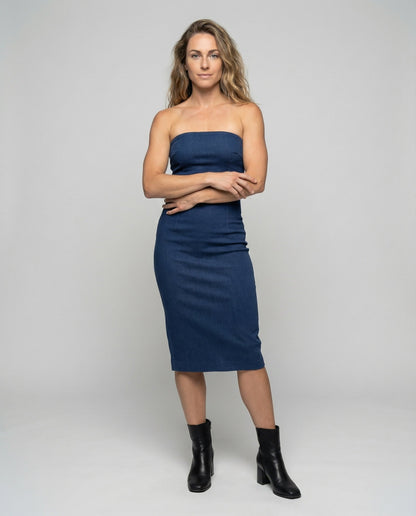 Damen Trägerloses Jeans-Midikleid Figurformend - Norvielle