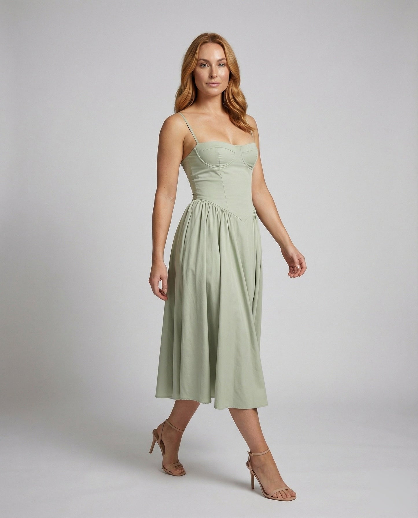 Damen Midikleid mit Bustier und schwingendem Rock - Norvielle