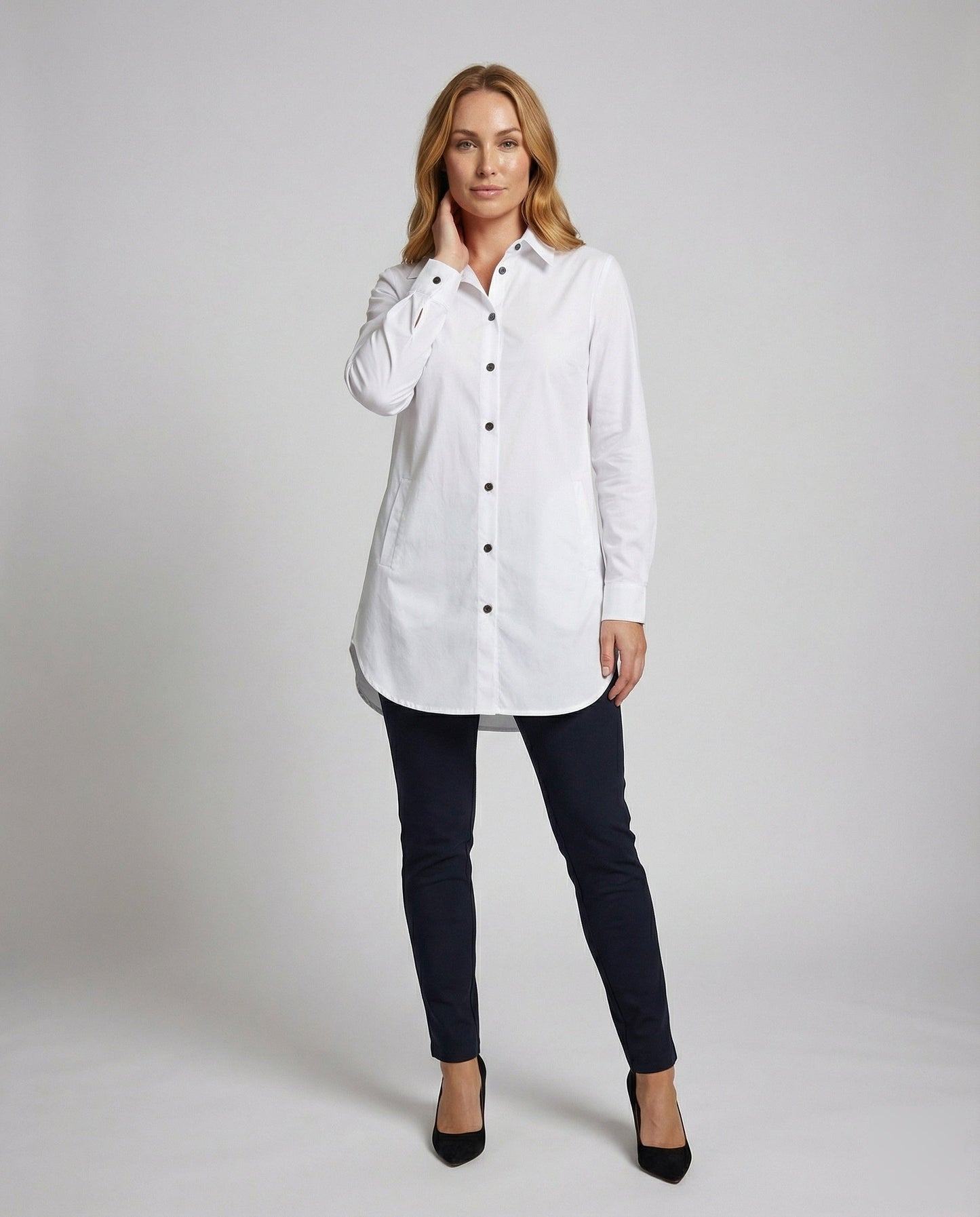 Damen Tunika Longbluse Verlängertes Rückenteil - Norvielle