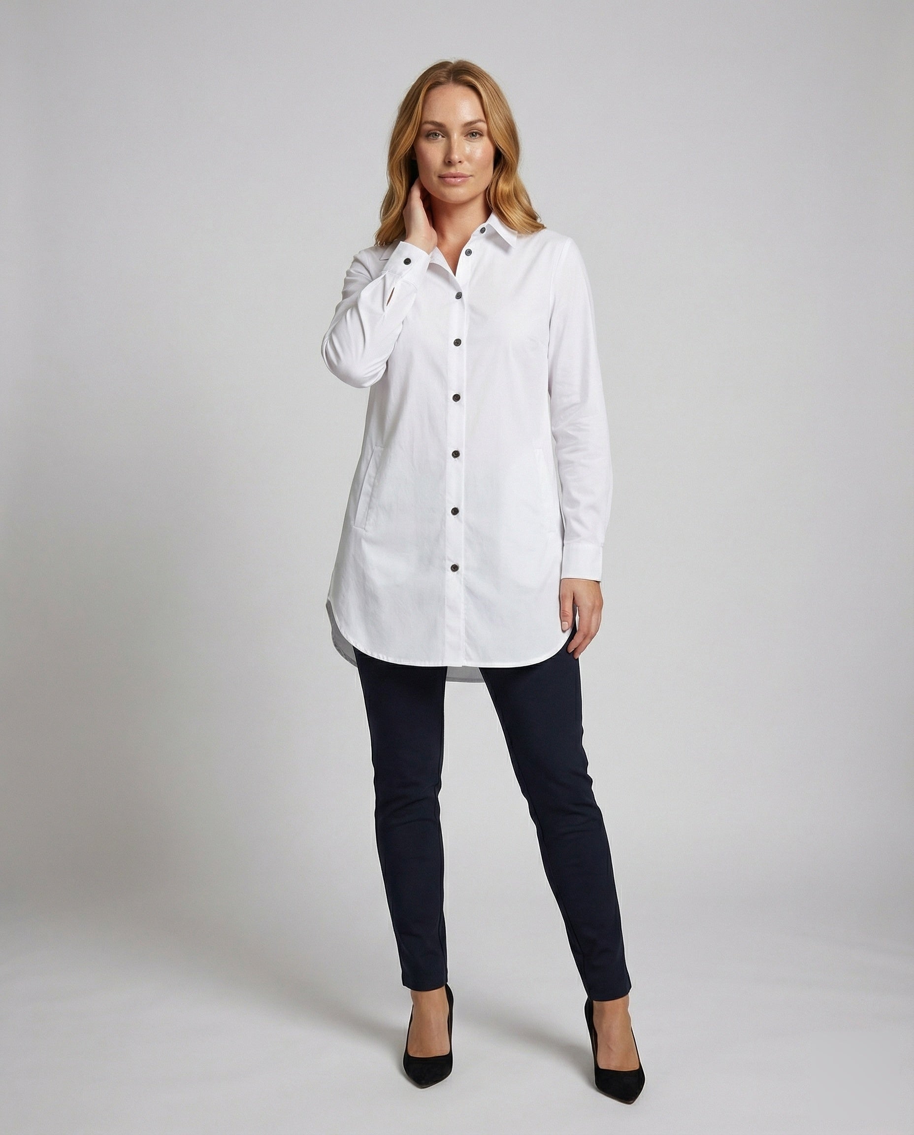 Damen Tunika Longbluse Verlängertes Rückenteil - Norvielle
