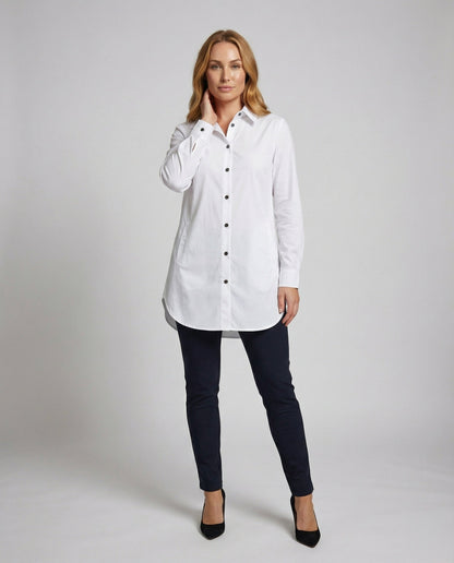 Damen Tunika Longbluse Verlängertes Rückenteil - Norvielle