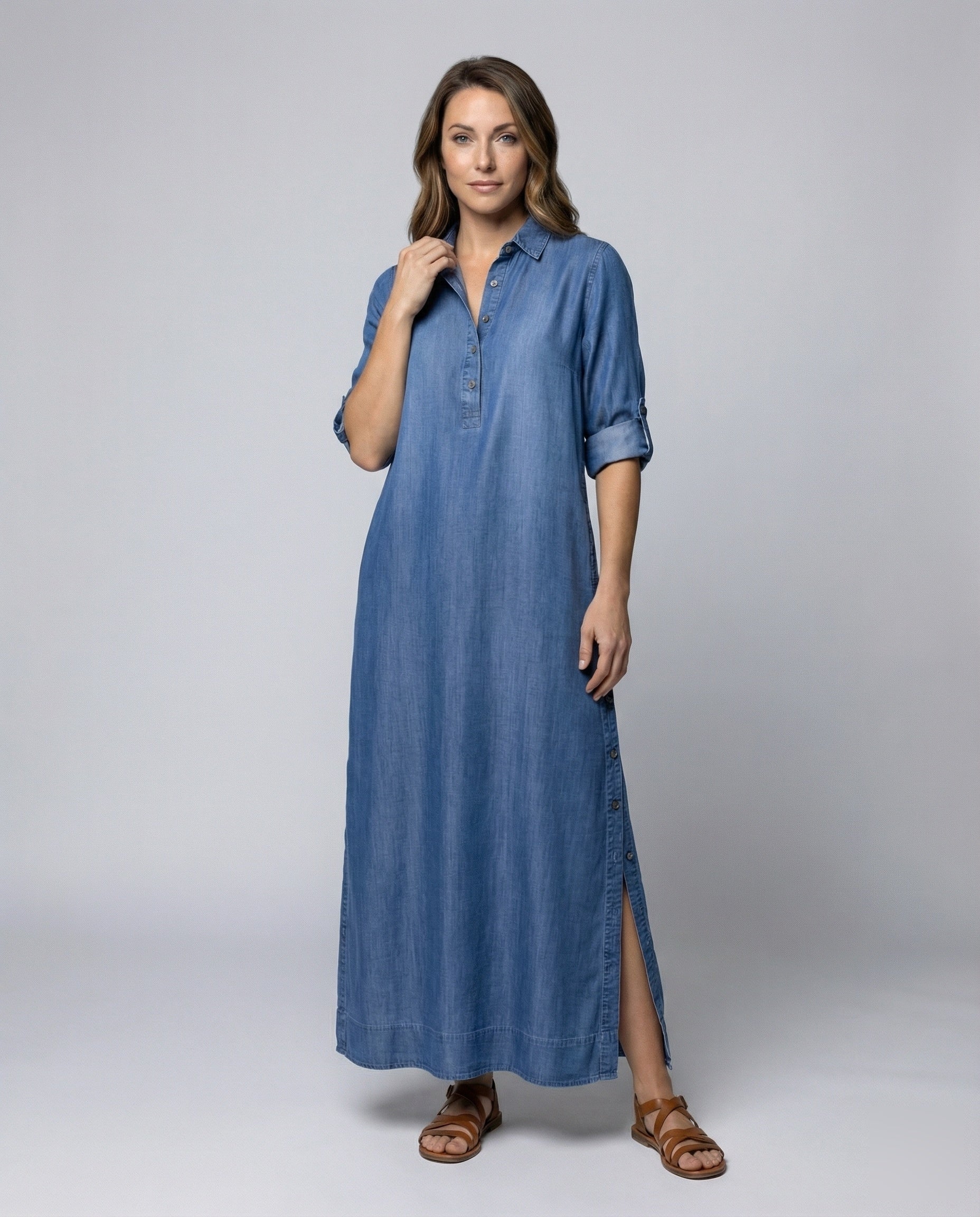 Damen Maxikleid Mit Seitenschlitzen Lang - Norvielle
