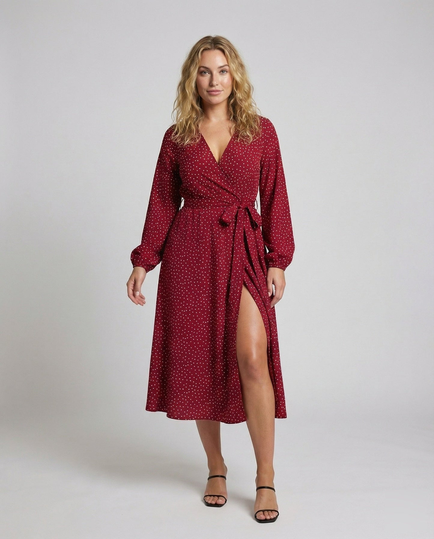 Damen Wickelkleid V-Ausschnitt Ballonärmel - Norvielle