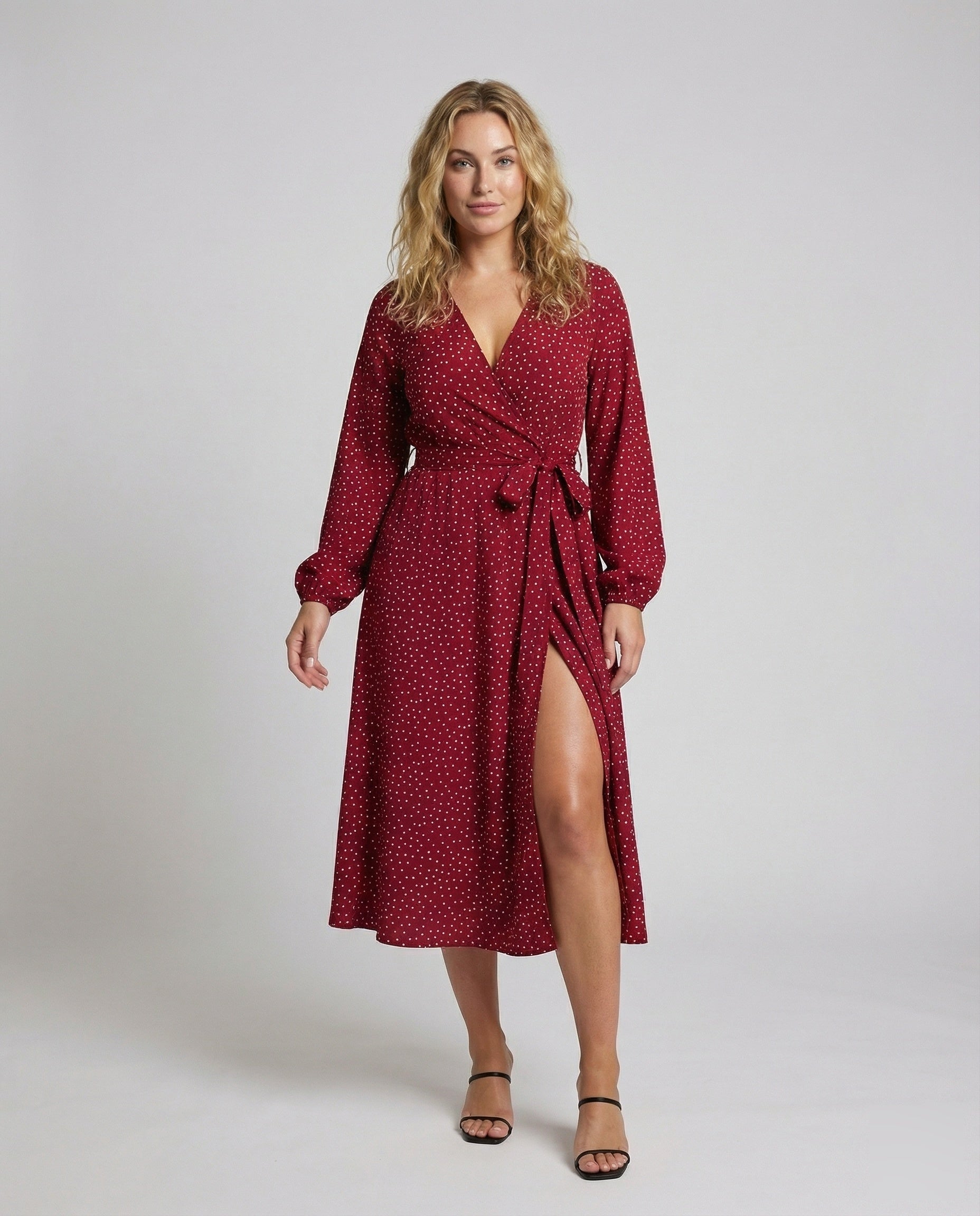 Damen Wickelkleid V-Ausschnitt Ballonärmel - Norvielle