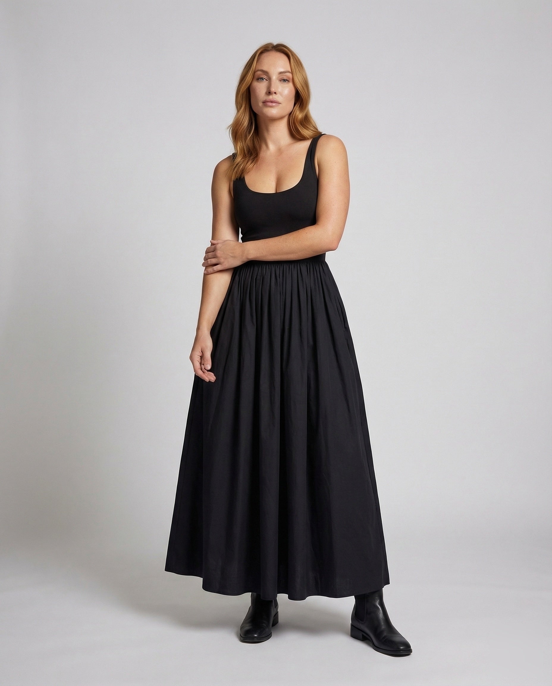 Damen Maxikleid mit Bustier-Oberteil und Gerafftem Rockteil - Norvielle